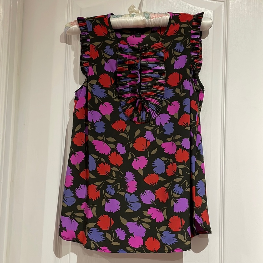 J.CREW 100% Silk Pleated Sleeveless Top